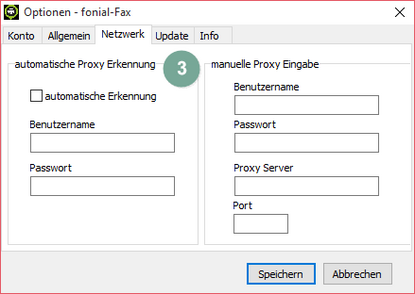 Optionsmenü fonial Faxdruckertreiber Windows