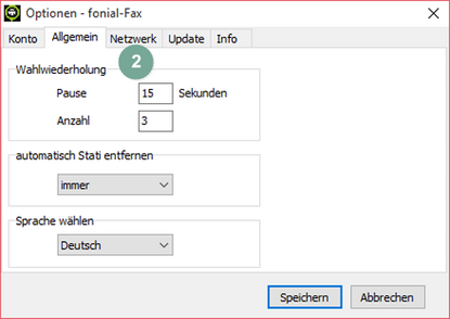 Optionen Faxdruckertreiber Windows