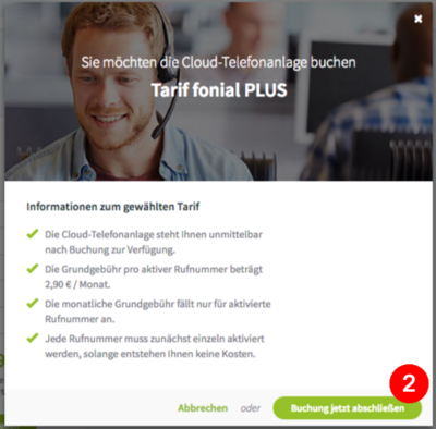 Hinweis Cloud-PBX-Buchung