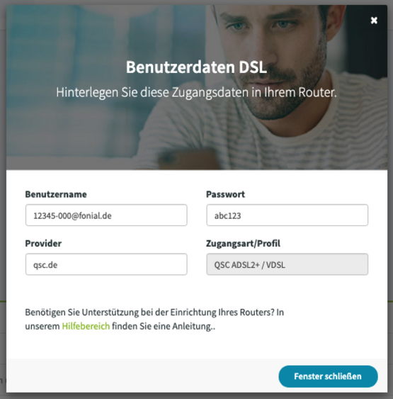 Zugangsdaten fonial DSL