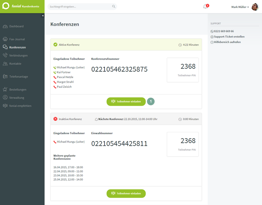 Funktionen Konferenz Startseite