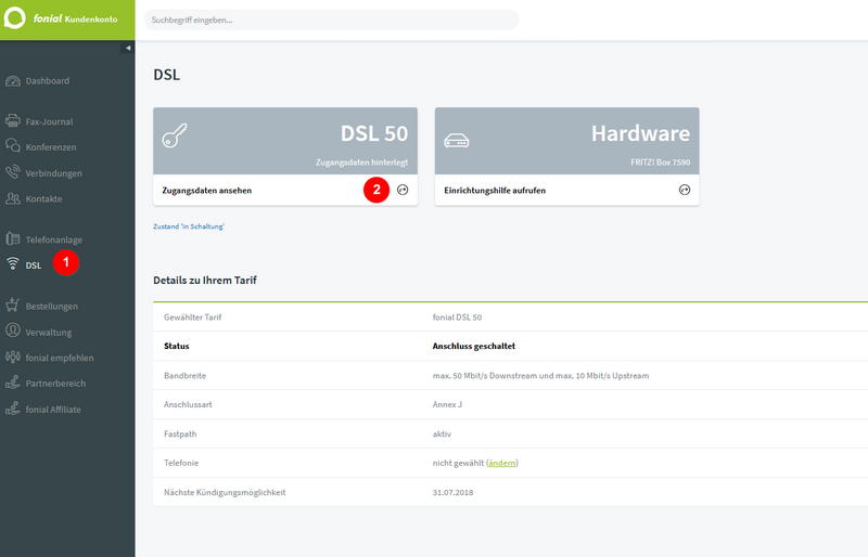 DSL Zugangsdaten einsehen