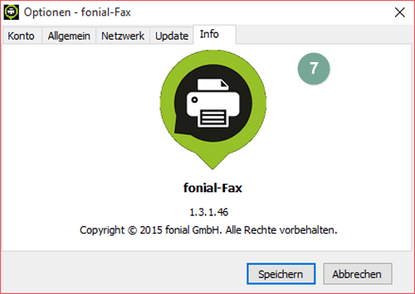 Menü Faxdruckertreiber