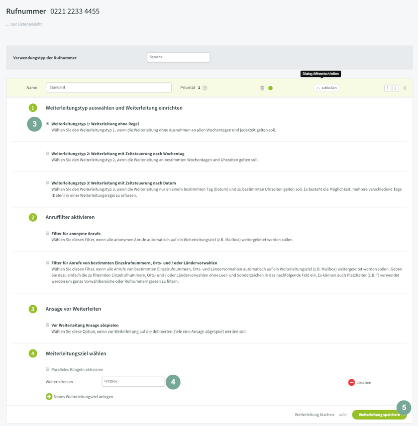 Mailbox hinterlegen