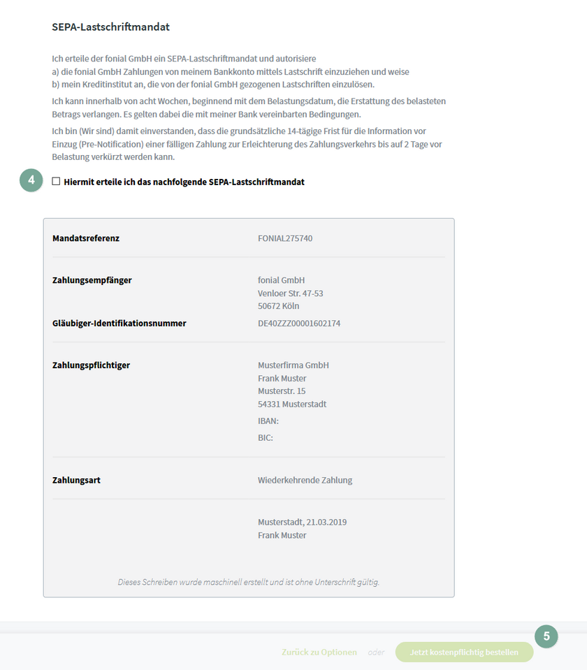 Sepa-Lastschriftmandat