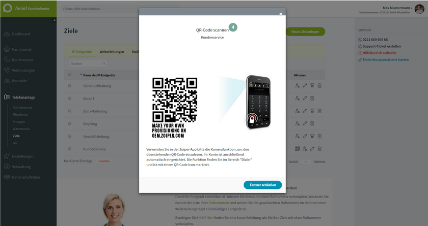 Zoiper Einrichtung mit QR Code Schritt 4