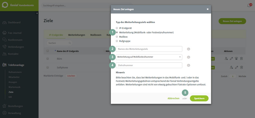Weiterleitung einrichten