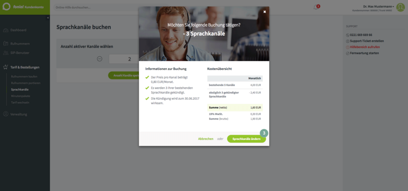 Information Sprachkanäle kündigen