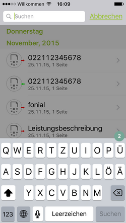 Faxsuche fonial E-Fax-App
