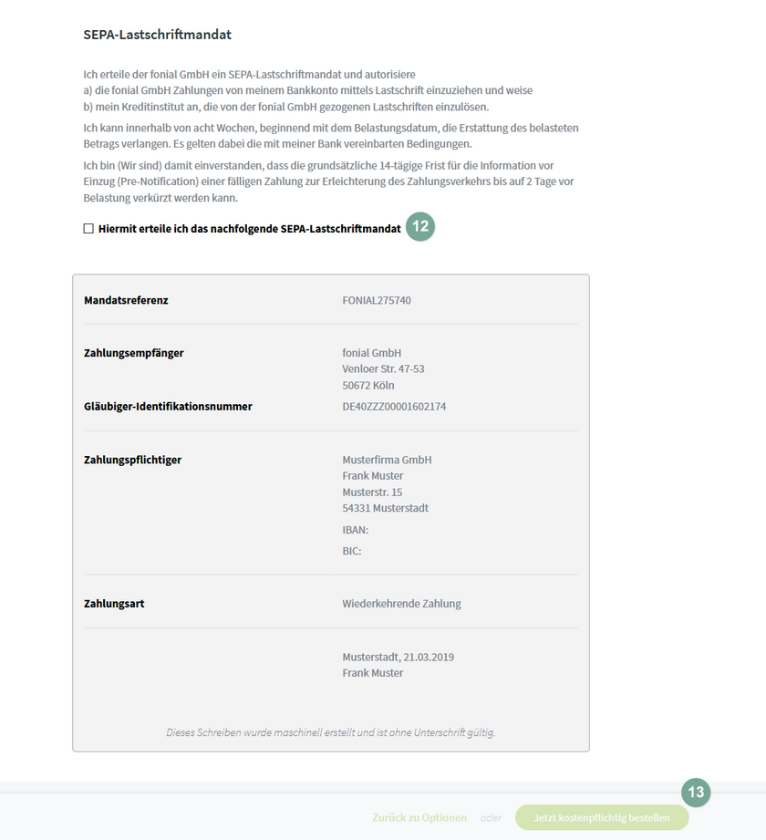SEPA-Lastschriftmandat erteilen