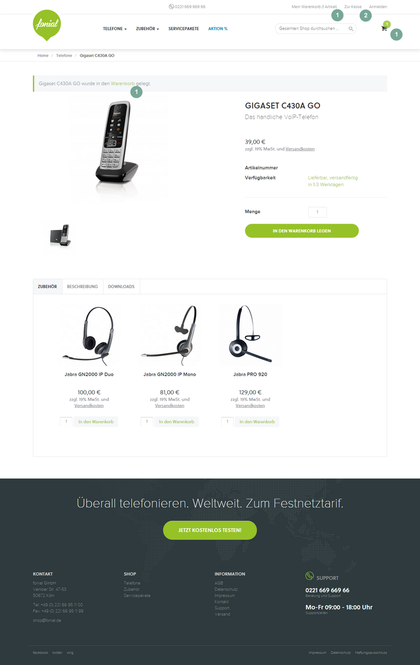 fonial Shop Telefonbestellung
