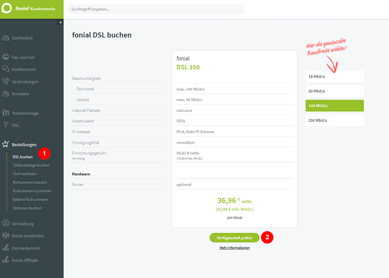 fonial DSL Tarif buchen